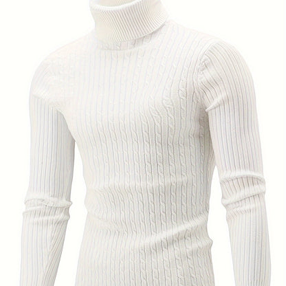 Plus Size Casual Turtleneck Sweater - Long Sleeve Stretch Knit Pullover