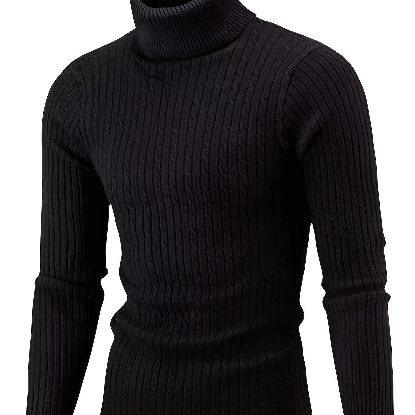 Plus Size Casual Turtleneck Sweater - Long Sleeve Stretch Knit Pullover