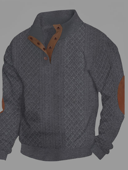 Plus Size Casual Grid-Pattern Sweater