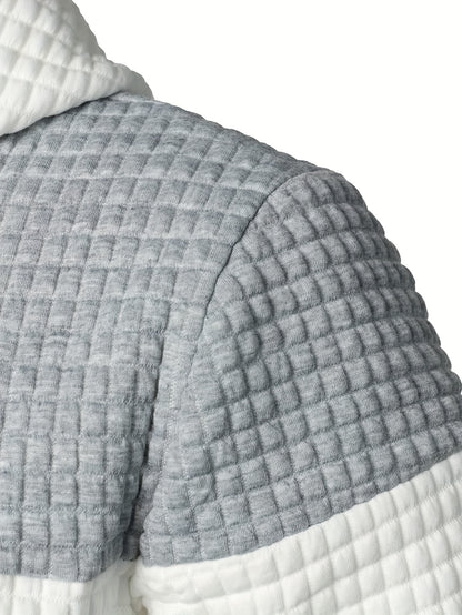 Plus Size Men's Contrast Color Hooded Sweatshirt For Spring Fall Winter