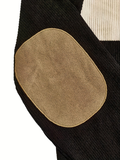 Plus Size Casual Sweater - Thick Stand Collar Cardigan with Button Front Closure