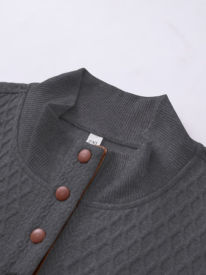 Plus Size Casual Grid-Pattern Sweater