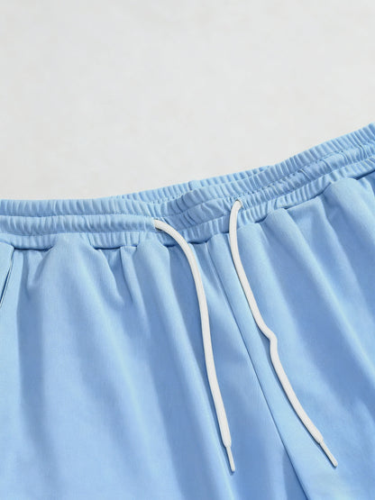 Plus Size Men's Hooded Fleece-Lined Sweatshirt Casual Set