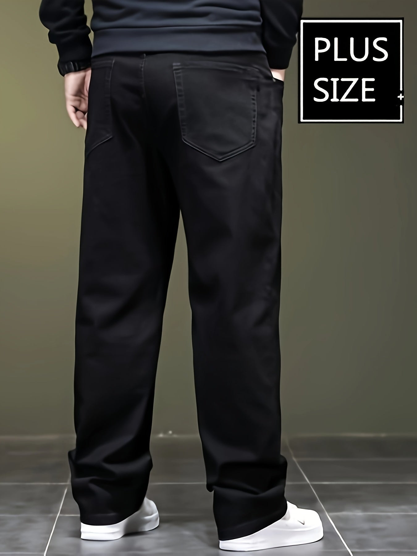 Plus Size Solid Barrel Denim Pants