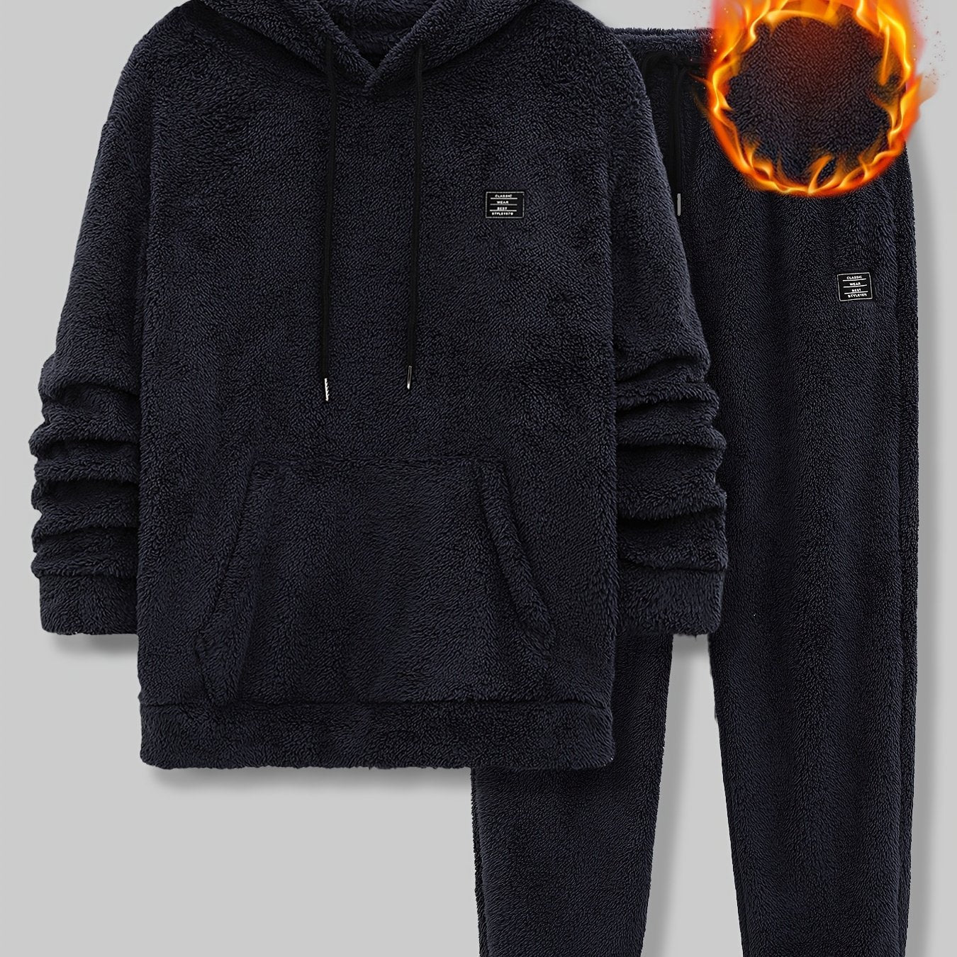 Plus Size Autumn/Winter Double-Sided Fleece Set with Mouse Pocket