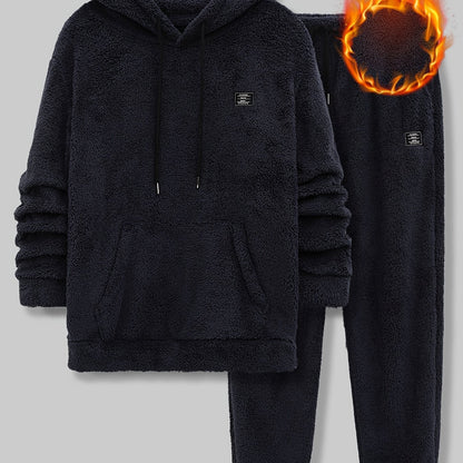 Plus Size Autumn/Winter Double-Sided Fleece Set with Mouse Pocket