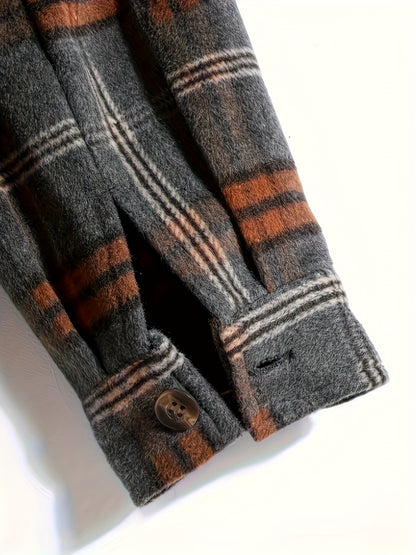 Men's Plus Size Casual Plaid Hooded Jacket