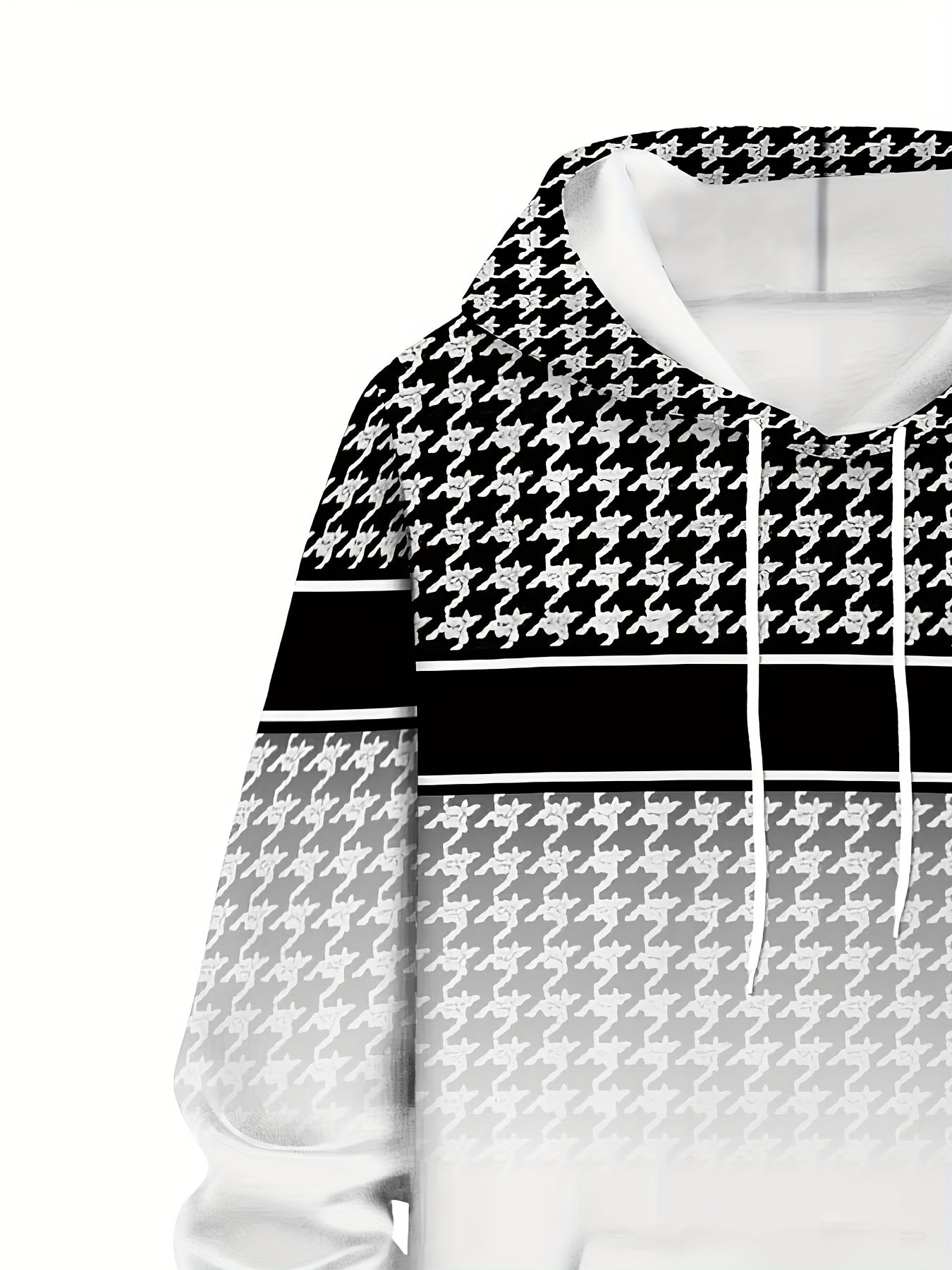 Plus Size Men's 'king' Letter Print Plaid Hooded Long Sleeve Sweatshirt and Pants Set