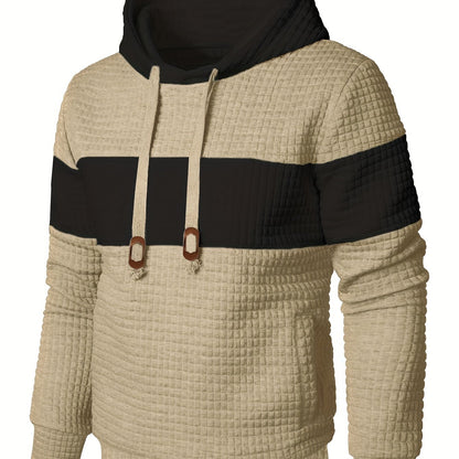 Plus Size Men's Contrast Color Hooded Sweatshirt For Spring Fall Winter