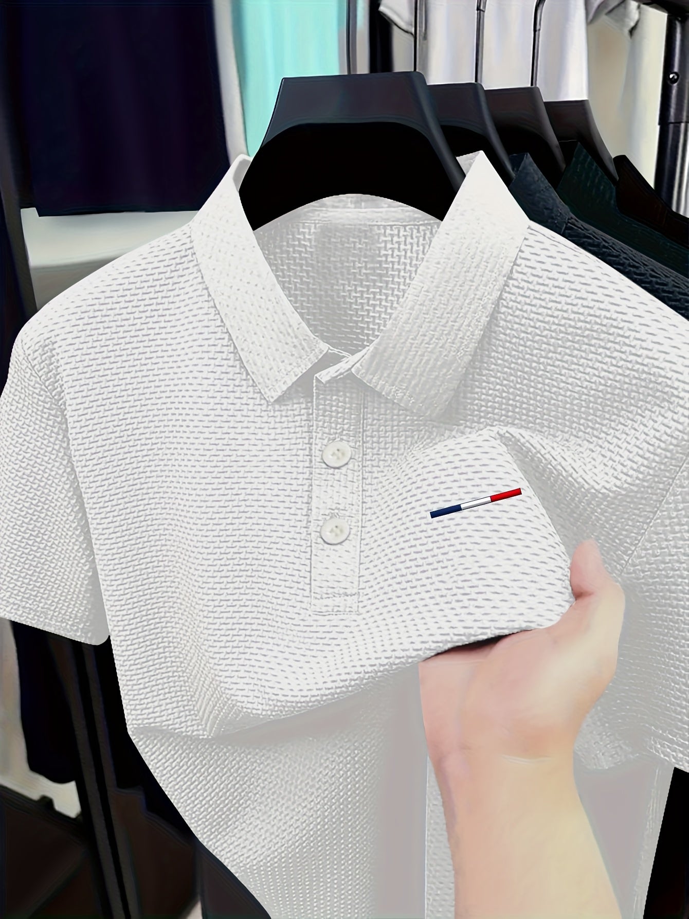 Plus Size Ice Sliky Fiber Fabric Polo Shirt - Lightweight Breathable Summer Casual