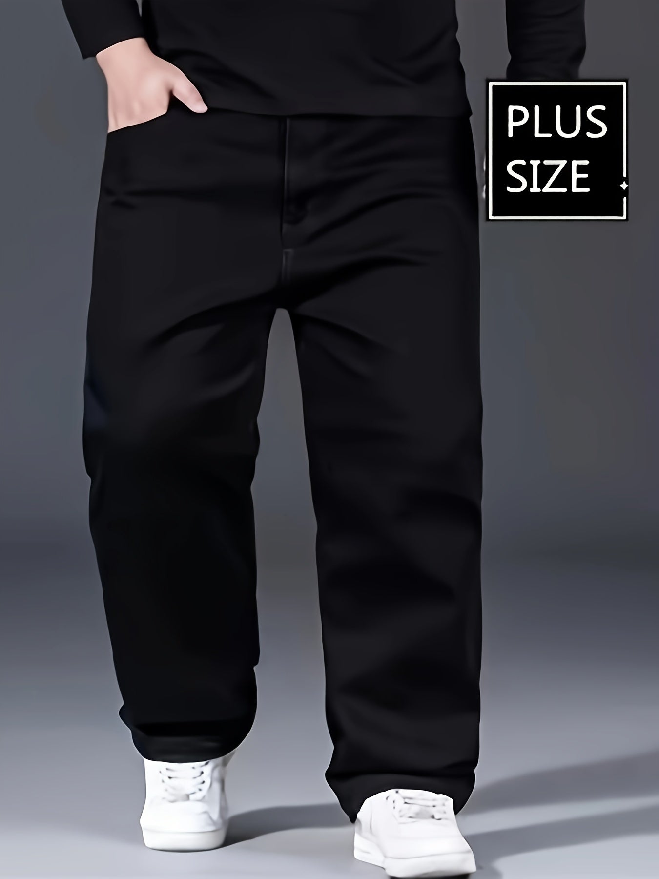 Plus Size Solid Barrel Denim Pants