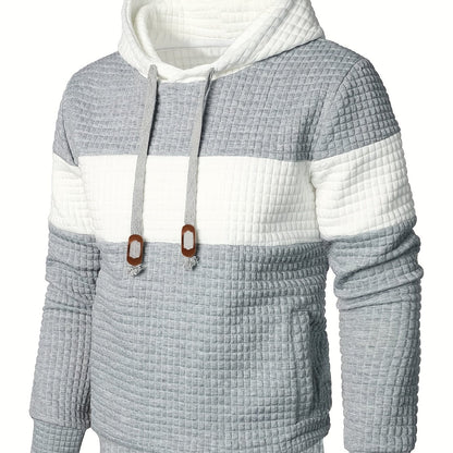 Plus Size Men's Contrast Color Hooded Sweatshirt For Spring Fall Winter