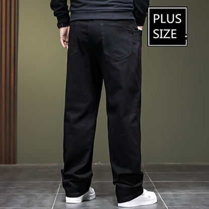 Plus Size Solid Barrel Denim Pants