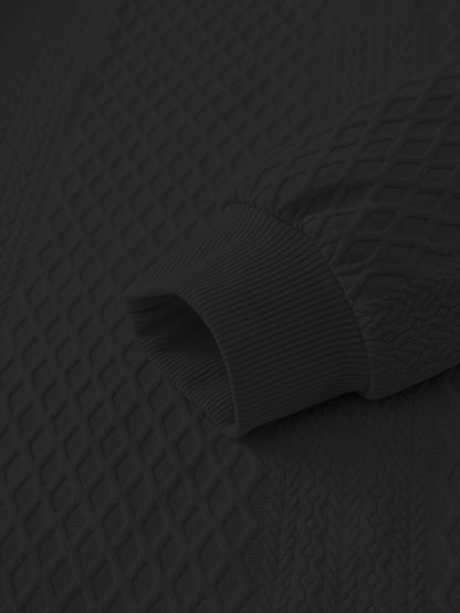 Plus Size Casual Grid-Pattern Sweater