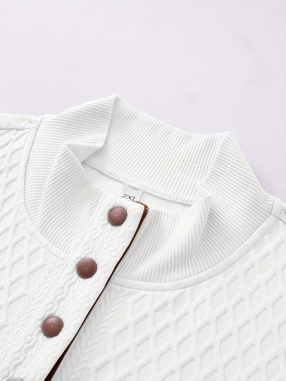 Plus Size Casual Grid-Pattern Sweater