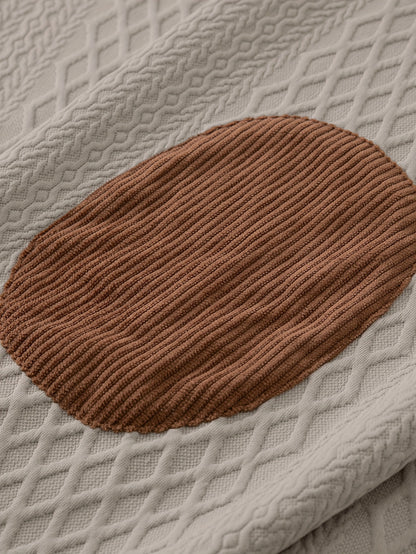 Plus Size Casual Grid-Pattern Sweater