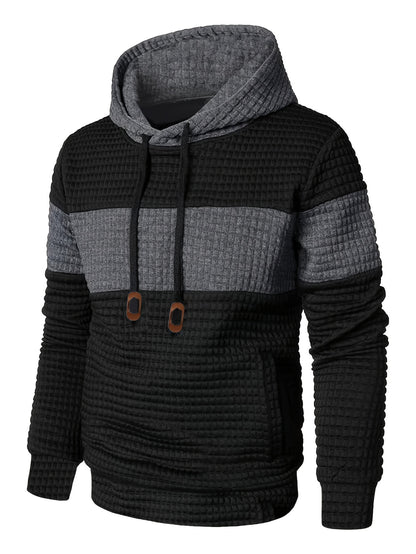 Plus Size Men's Contrast Color Hooded Sweatshirt For Spring Fall Winter