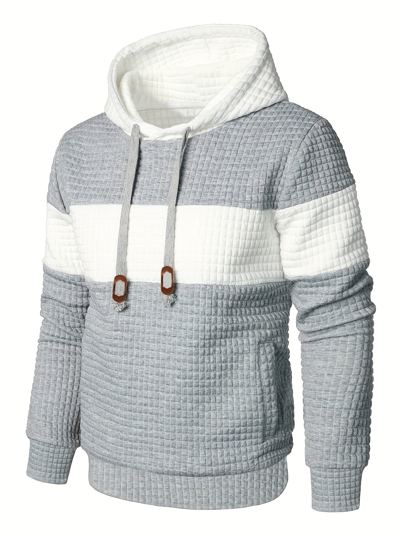 Plus Size Men's Contrast Color Hooded Sweatshirt For Spring Fall Winter
