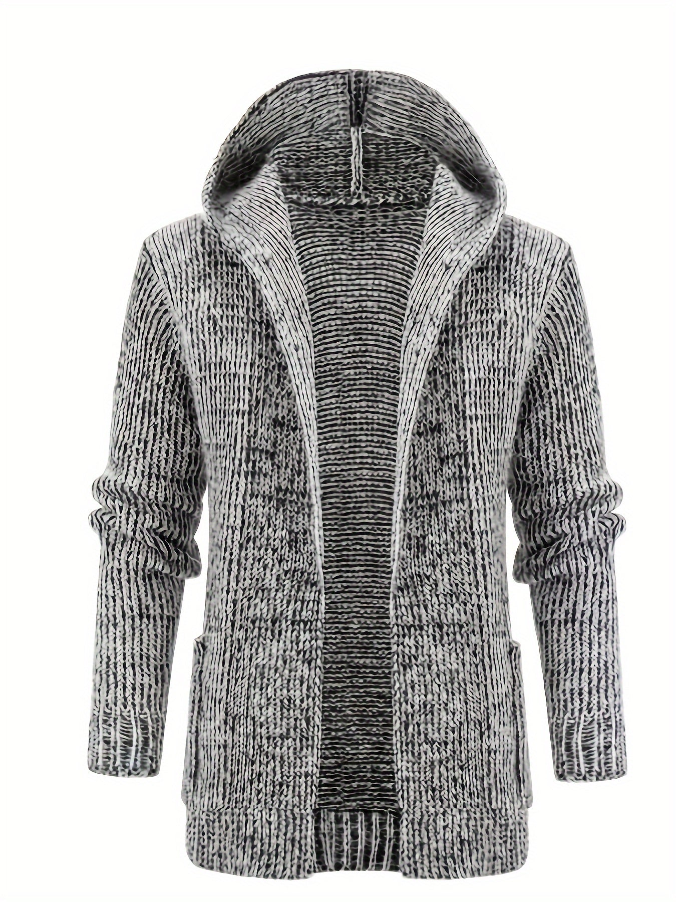 Plus Size Knit Hooded Cardigan Stylish Sweater Coat