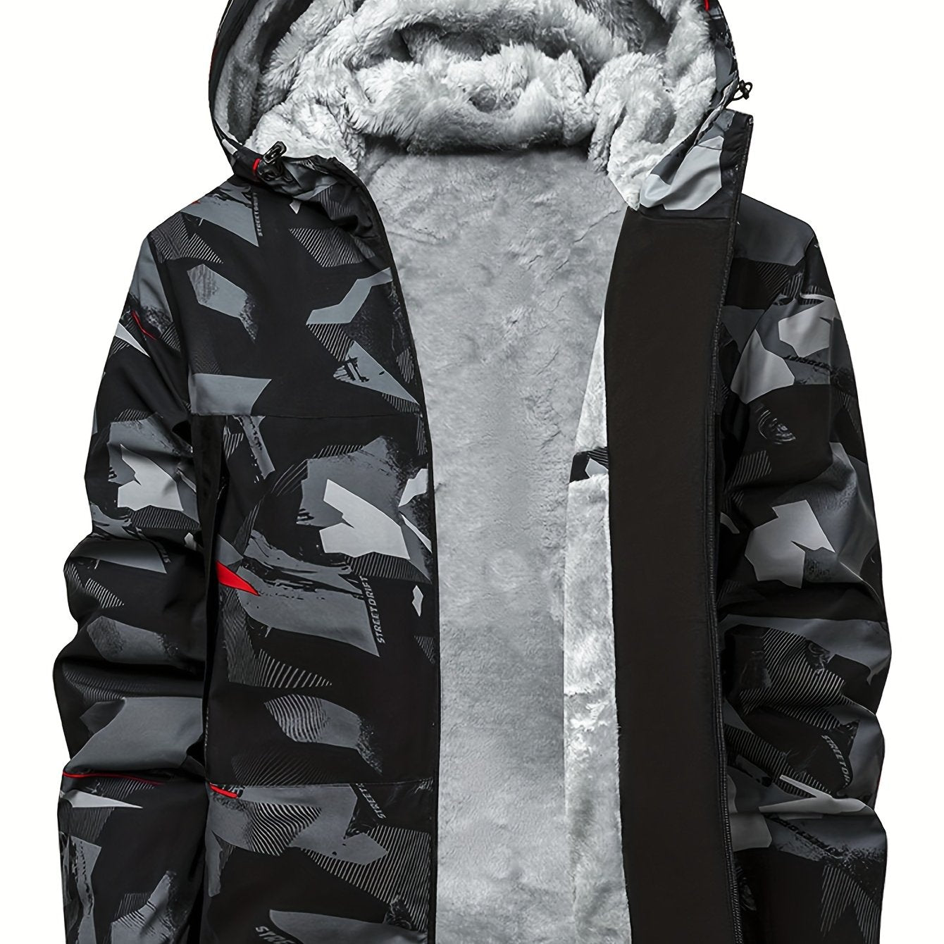 Men'S Plus Size Hooded Jacket - Thickened Winter Coat with Full-Zip Closure