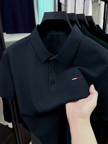 Plus Size Ice Sliky Fiber Fabric Polo Shirt - Lightweight Breathable Summer Casual