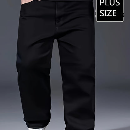 Plus Size Solid Barrel Denim Pants