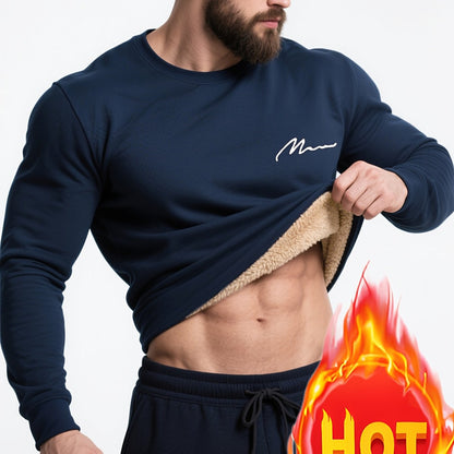 Plus Size Warm Long Sleeve Fleece-Lined Loose Casual Sweatshirt Pullover