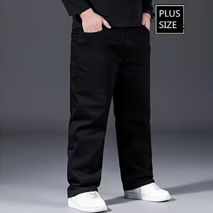 Plus Size Solid Barrel Denim Pants