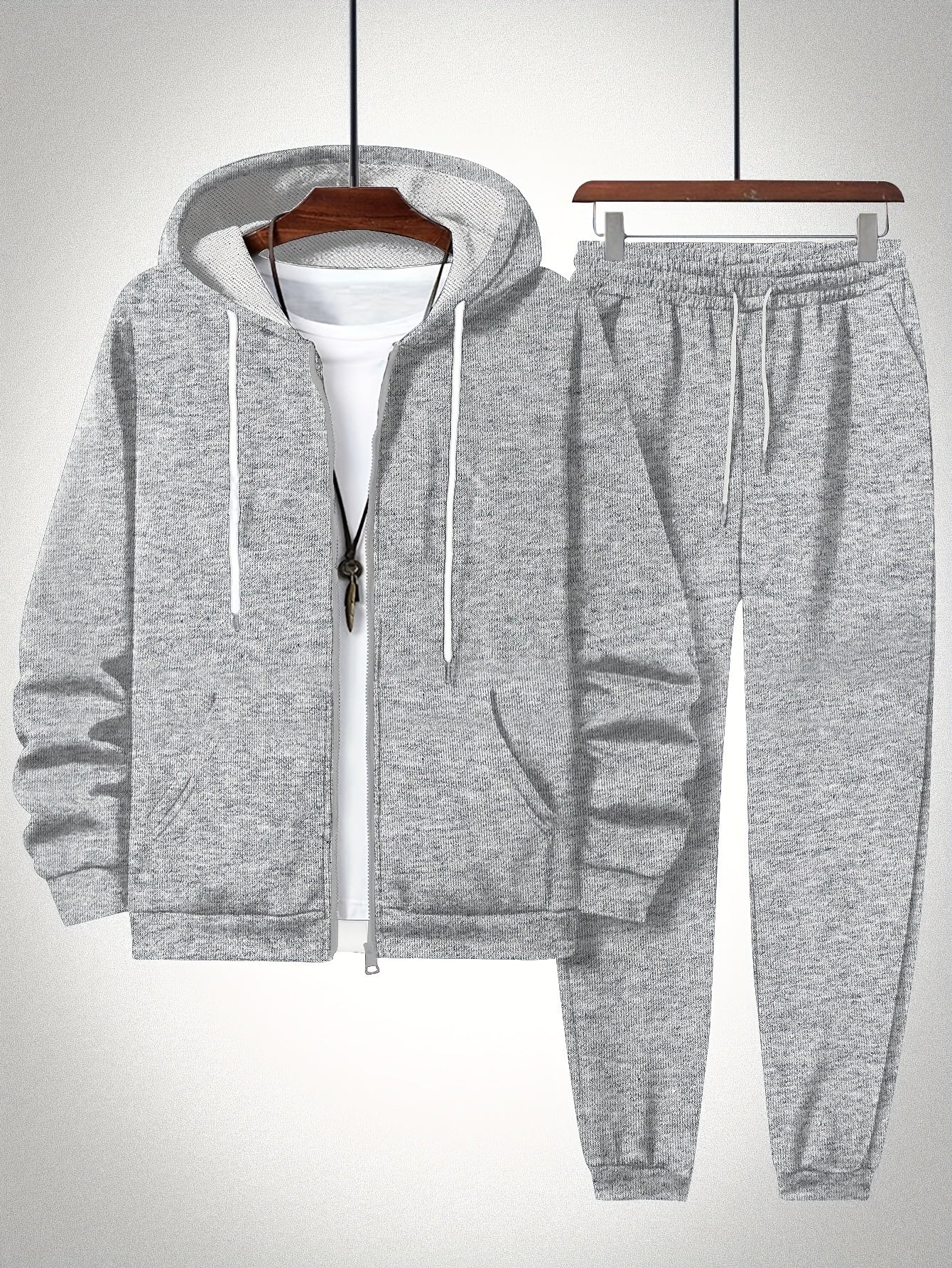 Plus Size Solid Color Hooded Sweatshirt and Sweatpants Set