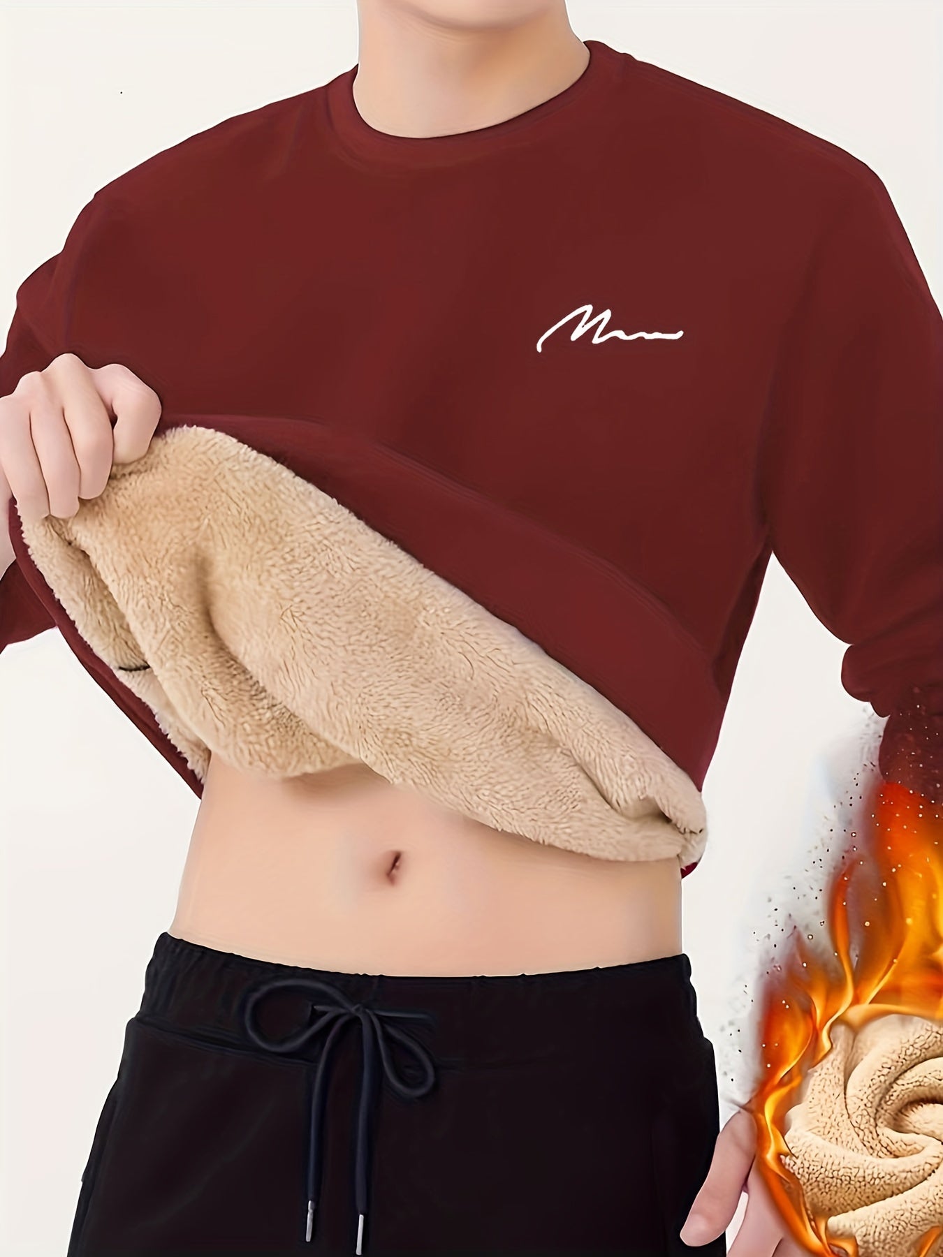 Plus Size Warm Long Sleeve Fleece-Lined Loose Casual Sweatshirt Pullover