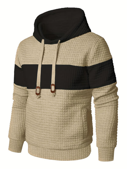Plus Size Men's Contrast Color Hooded Sweatshirt For Spring Fall Winter