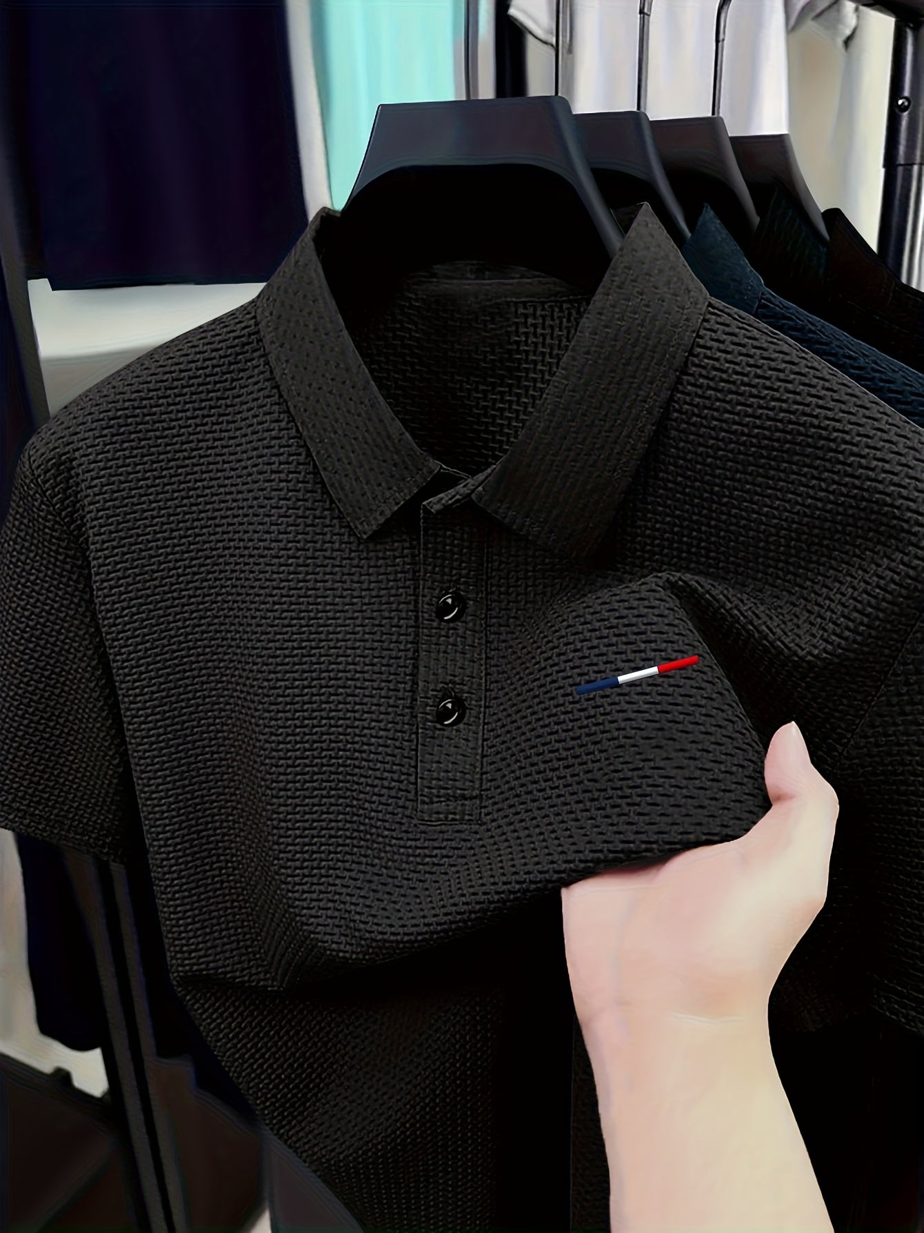 Plus Size Ice Sliky Fiber Fabric Polo Shirt - Lightweight Breathable Summer Casual