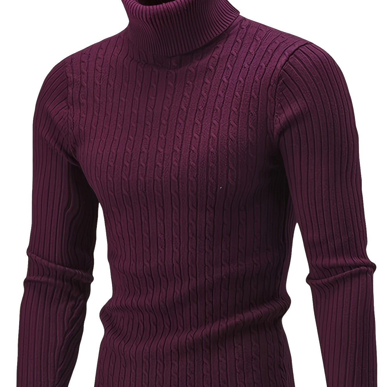 Plus Size Casual Turtleneck Sweater - Long Sleeve Stretch Knit Pullover