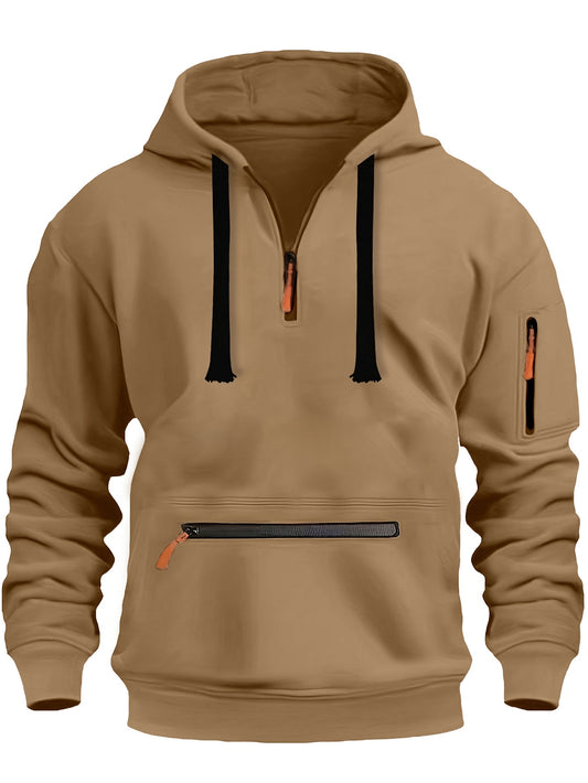 Plus Size Men'S Comfortable Solid Color Long Sleeve Hoodie