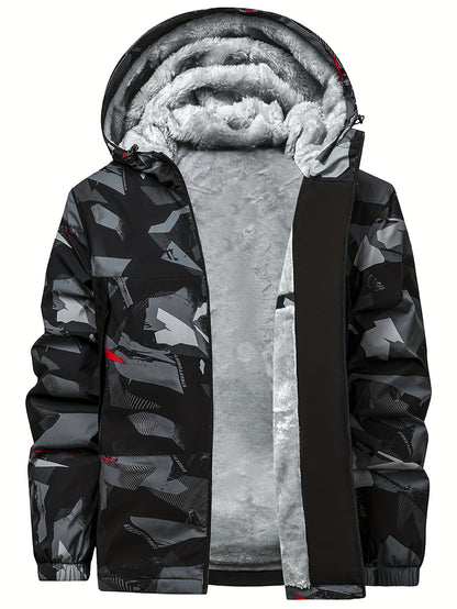 Men'S Plus Size Hooded Jacket - Thickened Winter Coat with Full-Zip Closure