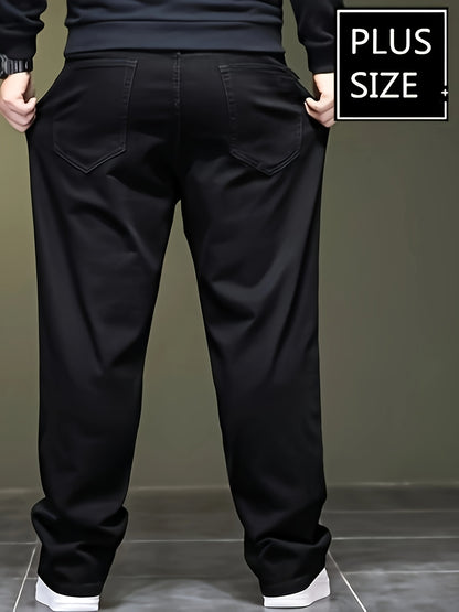 Plus Size Solid Barrel Denim Pants