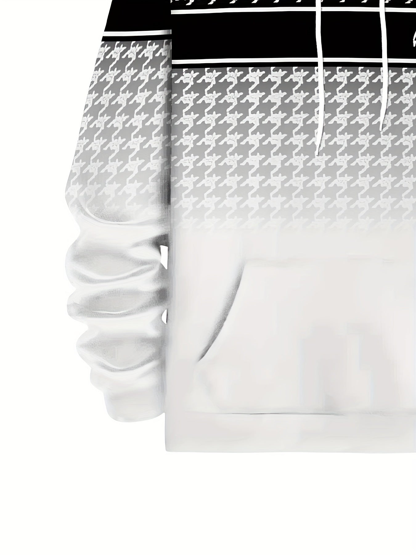 Plus Size Men's 'king' Letter Print Plaid Hooded Long Sleeve Sweatshirt and Pants Set