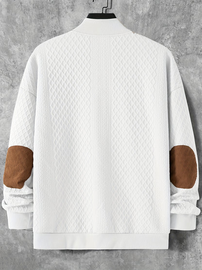 Plus Size Casual Grid-Pattern Sweater