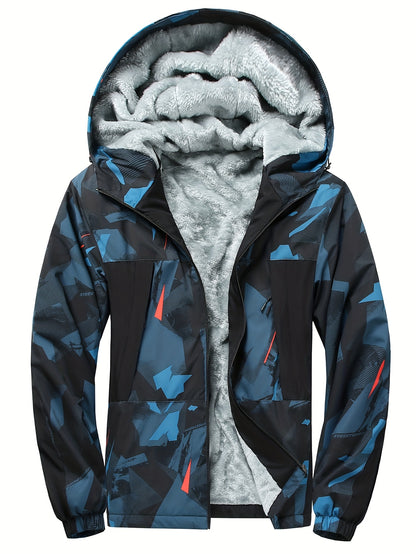 Men'S Plus Size Hooded Jacket - Thickened Winter Coat with Full-Zip Closure