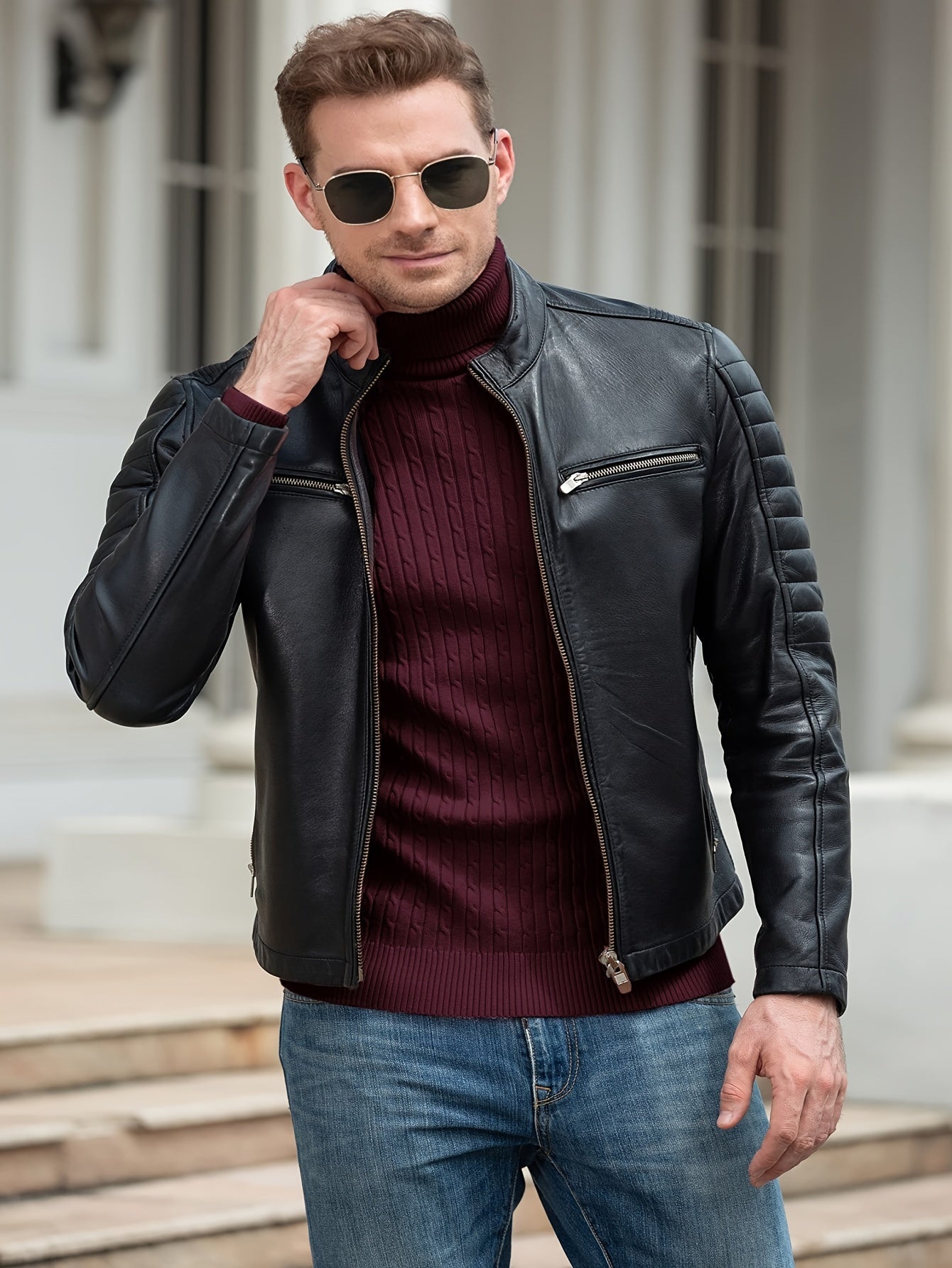 Plus Size Casual Turtleneck Sweater - Long Sleeve Stretch Knit Pullover